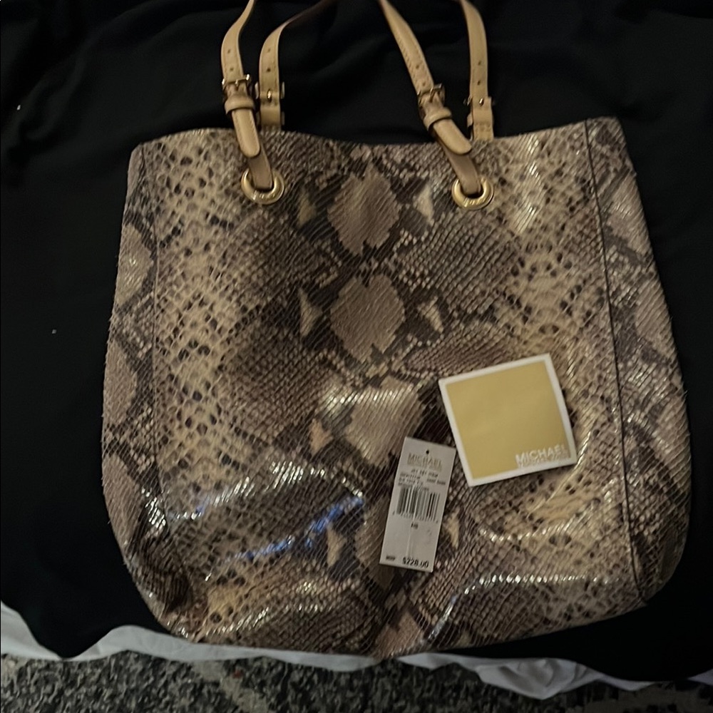 Michael Kors Brown Snakeskin Tote Bag